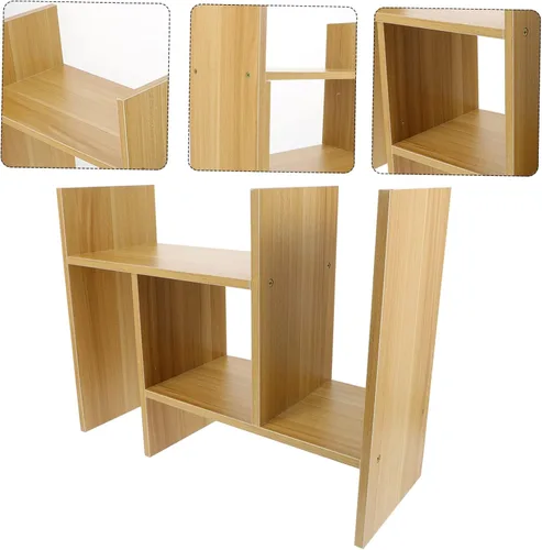 Vista 7 de EXCEART Estantería de escritorio y estantes de oficina, estante de escritorio para libros, organizador de escritorio, organizador de estante
