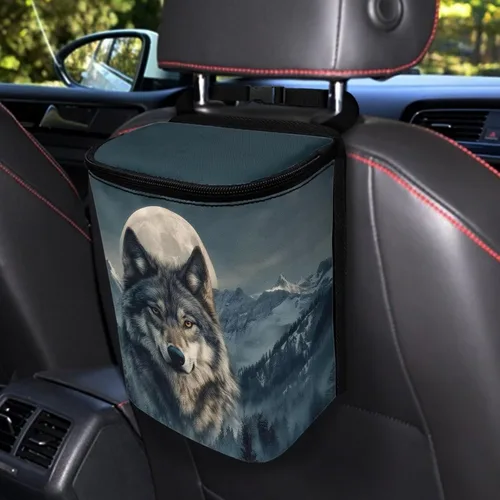 Vista 41 de Talayituse Cubo de basura portátil con estampado de camuflaje de bandera estadounidense, accesorios interiores de vehículos multifuncionales