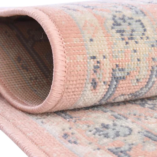 Vista 6 de Unique Loom Whitney Collection - Alfombra rectangular de 5 pies 3 pulgadas x 8 pies, color rosa polvo/azul