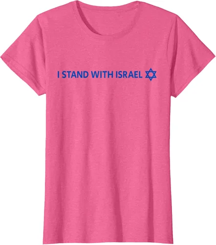 Vista 43 de I Stand With Israel Camiseta de la estrella judía de David de la bandera israelí, Blanco