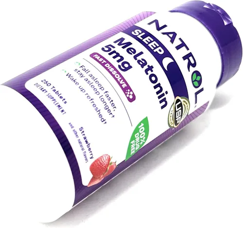 Vista 8 de Natrol® Melatonina tabletas de disolución rápida de 0,00018 oz sabor fresa 250, 1