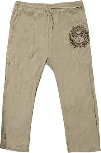 Vista 2 de Pantalones de lino de algodón para hombre de secado rápido cómodos con cierre de cordón pantalones de cintura flexible de peso medio