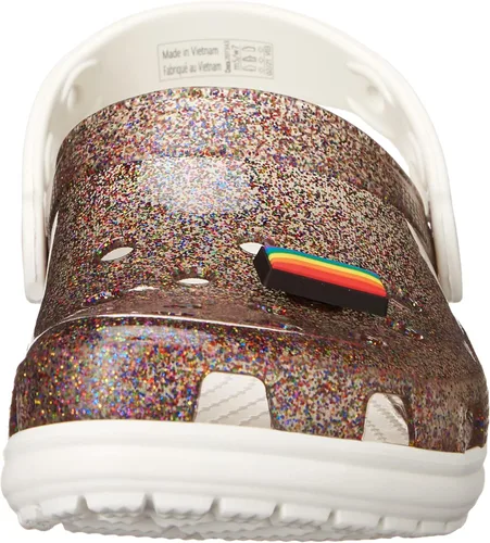 Vista 2 de Crocs Zuecos clásicos brillantes unisex para adultos, zapatos metálicos y con purpurina
