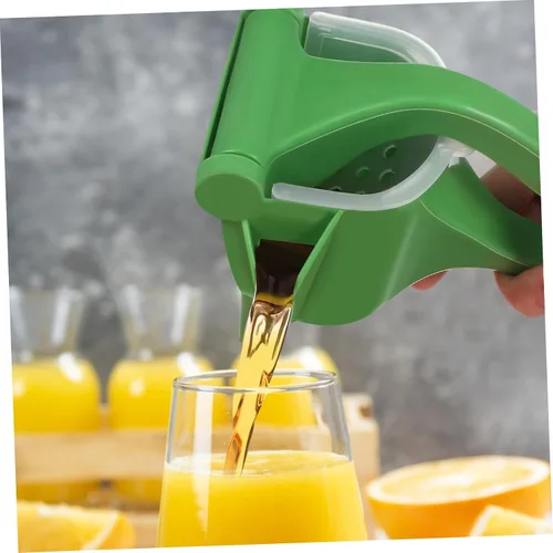 Vista 4 de Juego de exprimidor manual de mano de 2 piezas, exprimidor de cítricos verdes para limones, naranjas y naranjas, exprimidor de frutas resistente