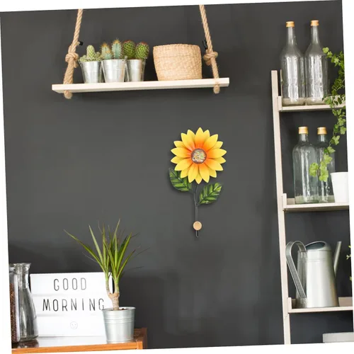 Vista 4 de Gancho colgante en forma de flor, gancho de pared de girasol para decoración del hogar, arte de pared de hierro decorativo para baño, dormitorio