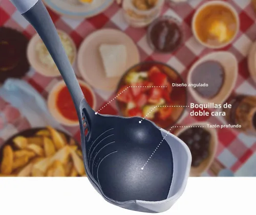 Vista 5 de Juego de cucharones de cocina flexibles y resistentes para ollas y sartenes antiadherentes Cucharón de sopa resistente al calor Cucharas de servir