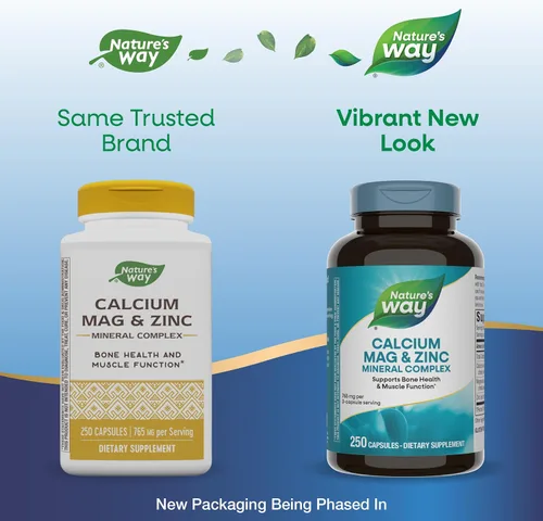 Vista 3 de Nature's Way Complejo mineral de calcio, magnesio y zinc, apoya la salud ósea y la función muscular*, apoyo inmunológico*, 250 cápsulas