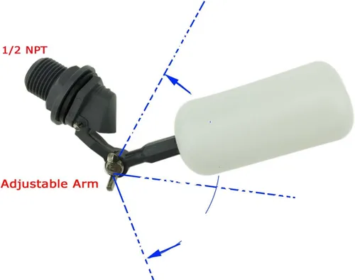 Vista 3 de Malida Mini válvula de bola de flotación de PVC, 1/2 suministro de rosca macho apagado automático brazo ajustable para llenado de alimentación