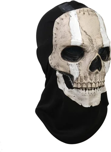 Vista 3 de Máscara espeluznante de calavera de cabeza completa para Halloween con mandíbula móvil, casco de látex realista para adultos, esqueleto aterrador