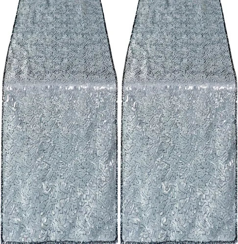 Vista 72 de Pufogu - Camino de mesa de lentejuelas brillantes de 12 x 72 pulgadas para fiestas de cumpleaños, decoración de bodas, despedidas de soltera