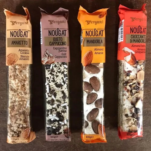 Vista 3 de Vergani Classic Mix - Barras de turrón, sin gluten, paquete de 4, 3.53 onzas cada una Envuelto individu