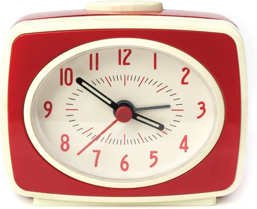 Vista 2 de Kikkerland Pequeño reloj despertador analógico retro clásico estilo vintage, movimiento de cuarzo, agujas que brillan en la oscuridad