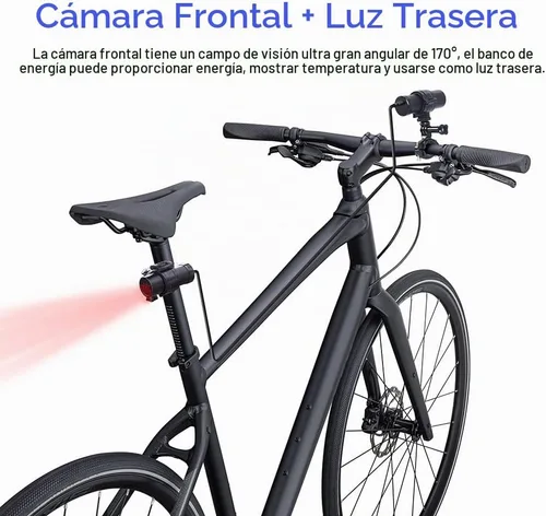 Vista 7 de VSYSTO Cámara de bicicleta, WiFi 2K con pantalla de temperatura, luz trasera, visión nocturna gran angular de 170°, lente SONYIMX335, impermeable