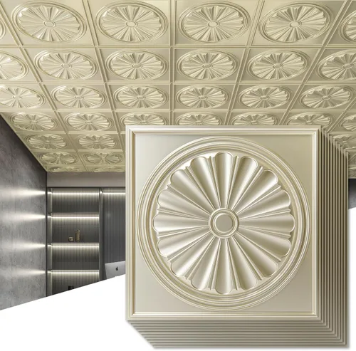 Vista 18 de Art3dwallpanels Azulejos de techo 24 x 24, paquete de 12, blanco Ola Blanco