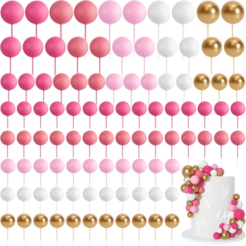 Vista 10 de 75 Piezas Decoraciones Topper de Bolas Negras para Pastel de Espuma Topper para Cupcakes Mini Globo Topper de Bolas para Pastel Picks para Negro