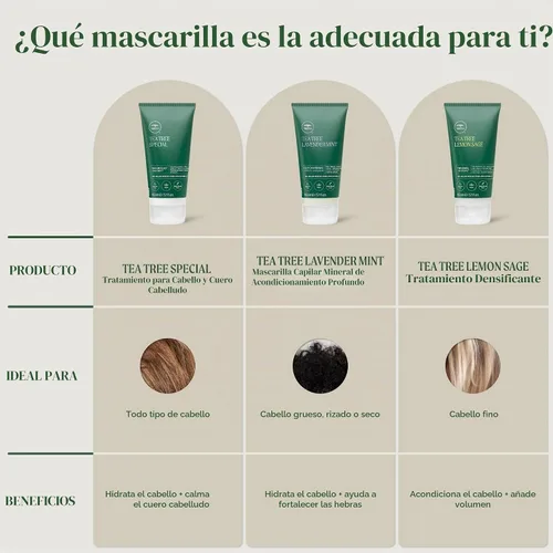 Vista 9 de Tea Tree Tratamiento capilar y cuero cabelludo, mascarilla hidratante para todo tipo de cabello