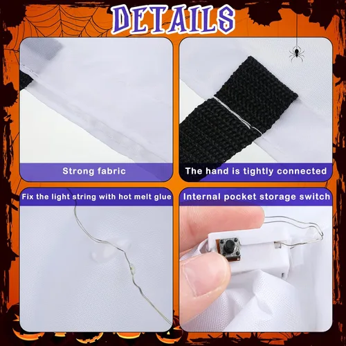 Vista 4 de 2 bolsas de dulces con luz LED para Halloween, para dulce o truco, bolsas de dulces iluminadas, bolsas de dulces para niños, multiusos