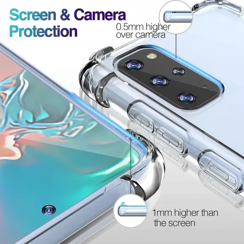 Vista 4 de KIOMY Funda transparente para Samsung Galaxy S20 Plus 5G Hybrid Hard PC Back con TPU suave parachoques [protección contra caídas de grado militar] a