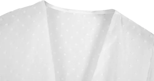 Vista 8 de Blusa ombliguera de frente abierto con cierre anudado manga larga escote en V profundo blusa corta de chifón con volantes