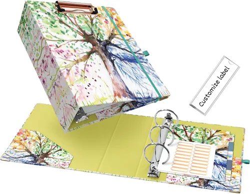 Vista 29 de EYROZILL Mini carpeta de 3 anillas, 5.5" x 8.5", de 1 pulgada con bolsillos, carpeta con portapapeles para estilo de cabello del cliente, estuche