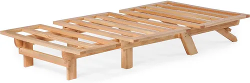 Vista 5 de Marco triple de madera de sofá cama, futón de madera - (Ahorro de espacio, acabado natural) Ideal para espacios pequeños, casas rodantes y muebles