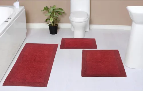 Vista 64 de Home Weavers Luxury Collection 100% Cotton Reversible Bathroom Rugs Set, Washable Rug, Soft Cotton Extra Soft and Absorbent Bath Rug, Kitchen Mat, 2