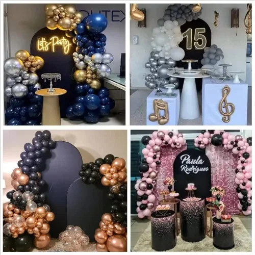 Vista 5 de Cubierta de telón de fondo de arco negro para decoración de fiesta de cumpleaños, cubierta de telón de fondo de arco de Chiara, accesorios de NO-286