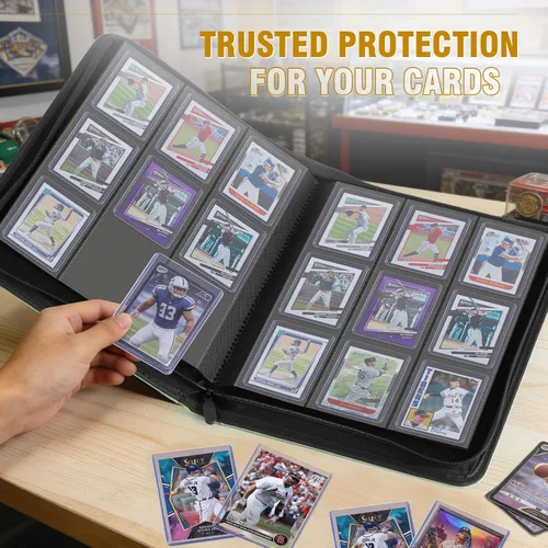 Vista 4 de Carpeta Top Loader para tarjetas coleccionables para deportes y tarjetas intercambiables, capacidad para 288 cargadores superiores de 3 x 4