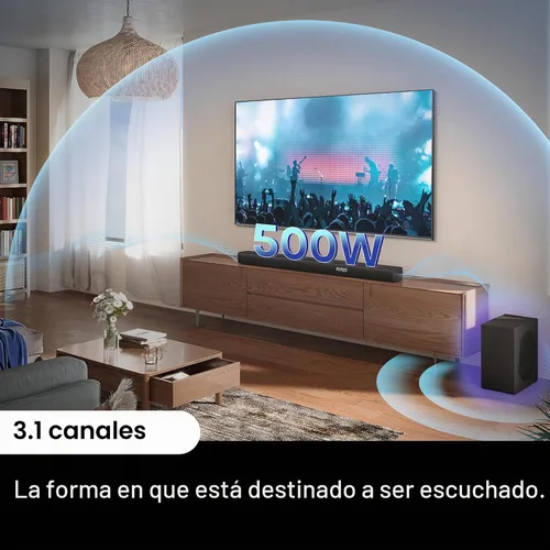 Vista 4 de Hisense AX3100Q Barra de sonido de 3.1 canales con subwoofer inalámbrico, Dolby Atmos, DTS:X, canal central, control de aplicación y control remoto