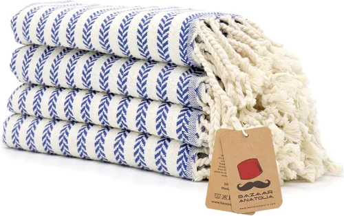 Vista 50 de Bazaar Anatolia Toallas de mano – Juego de 4 39 x 19 pulgadas – Toalla de mano turca a rayas para baño, 100% algodón, cocina, cara, cabello, té