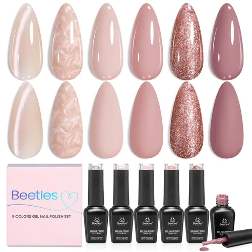 Vista 27 de Beetles - Juego de esmaltes de gel de otoño con gel floreciente, efecto A - Marrón ámbar Atracción ámbar