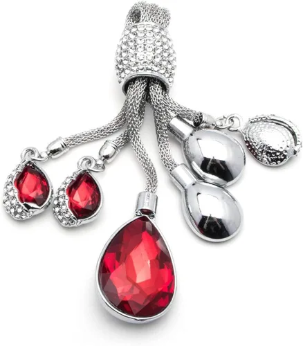 Vista 4 de Xotic Tech - Llavero de aleación de cristal con forma de lágrima, rojo intenso, brillante, con diamantes
