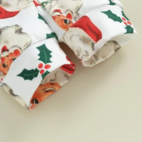 Vista 5 de Fladdswed Ropa de Navidad para bebé y niña, sudadera de manga larga, camiseta de Papá Noel, 3 piezas, ropa de otoño e invierno