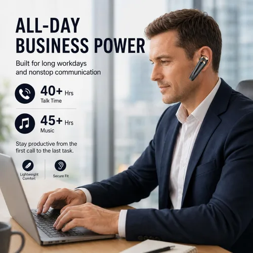 Vista 5 de Auriculares Bluetooth con micrófono, oreja única, conversación 40H Dorado