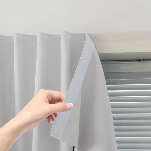 Vista 17 de Cortinas opacas con cinta autoadhesiva, sin barra, sin taladro, cubierta de ventana fácil de instalar para dormitorio, cocina, dormitorio, 34