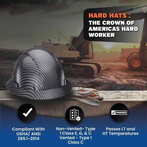 Vista 5 de Casco de seguridad con diseño de fibra de carbono y ala completa Pyramex, ajustable, tienda Acerpal