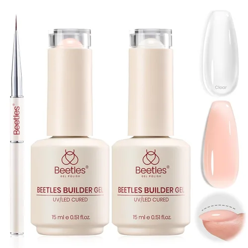 Vista 26 de Beetles - Gel constructor para uñas, 2 unidades de gel transparente 8 en 1 para ápice instantáneo, fortalecimiento y extensión, apto