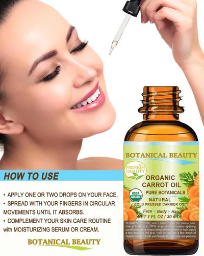 Vista 3 de Botanical Beauty Aceite orgánico de semillas de zanahoria, 100% puro, virgen sin refinar, aceite portador prensado en frío sin diluir para cara