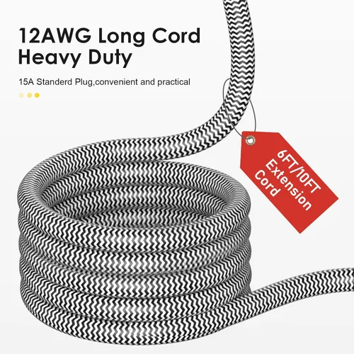 Vista 7 de Regleta de alimentación resistente de 20 amperios, 8 tomas de corriente, cable de extensión de 12 AWG, enchufe de ranura en T, protector