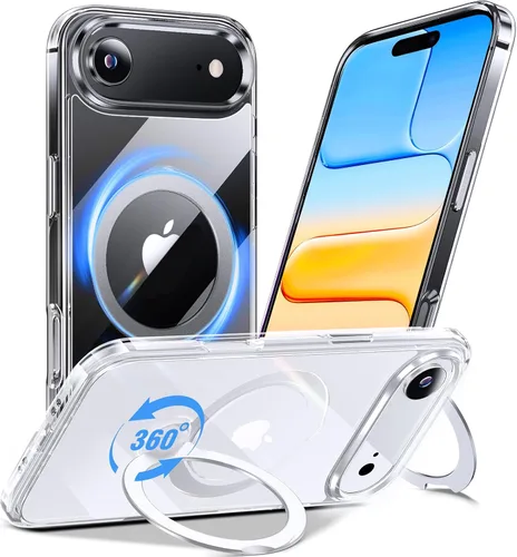 Vista 13 de Anqrp Funda transparente con función atril magnética con junta tórica para iPhone 12/12 Pro, compatible con Mag-Safe, de grado militar, reforzada