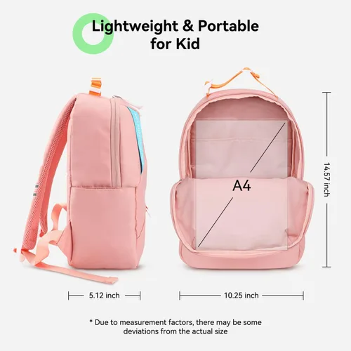 Vista 5 de Voova Mini mochila de viaje para adolescentes, niñas y niños, mochilas pequeñas y ligeras para niños, Rosado, Escuela