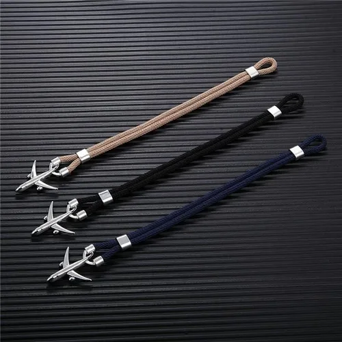 Vista 3 de HoHaNa - Pulseras de anclaje de avión para hombre, pulsera de cadena de cuerda para hombre y mujer, estilo de la fuerza aérea, gancho deportivo