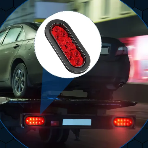 Vista 6 de Yexiya Paquete de 12 luces LED ovaladas para remolque, rojo