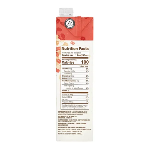 Vista 2 de Planet Oat - Leche de avena sin lactosa ni lácteos, sin OGM, original, 32 onzas líquidas (paquete de 6)