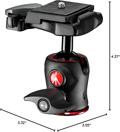 Vista 5 de Manfrotto Cabezal de bola central 490, para trípodes de cámara, cabezal de bola fluida para trípodes ergonómicos y funcionales, estabilizador