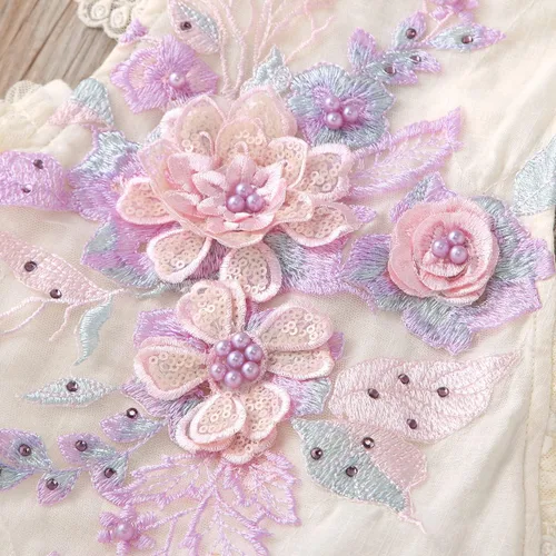 Vista 5 de IDOPIP Conjunto de ropa de 1er cumpleaños para niñas con estampado floral, estilo bohemio, con encaje, tutú y diadema de princesa