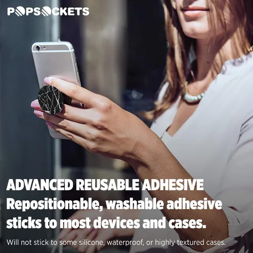 Vista 4 de Soporte y agarre 1 para celular de PopSockets, Mármol negro