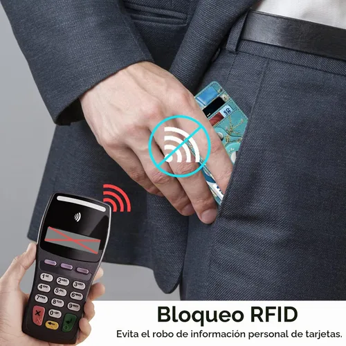 Vista 5 de SITHON Cartera delgada minimalista con bolsillo frontal con soporte integrado, soporte para tarjetas de crédito con bloqueo RFID con ventana