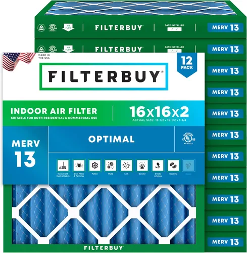 Vista 40 de Filterbuy Filtro de aire de 8 x 14 x 1 pulgadas MERV 13 de defensa óptima (paquete de 12), filtros de aire de repuesto plisados HVAC para calderas