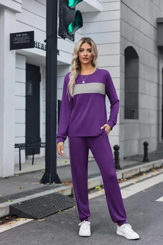 Vista 3 de HOTOUCH Conjunto de dos piezas para mujer, de manga larga, cuello redondo, sin botones y pantalones largos, sudadera de moda 2023